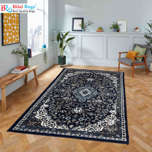 Persian Polypropylene Rug,Woven Back (Article-01-Blue) Size : 3 ft width x 5 ft length (100cm x 150 cm)