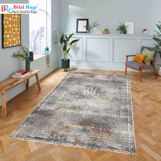 Irani viscose Rug , Woven Back Article-314-Multi Size : 3 ft width x 5 ft length (100 cm x 150cm)