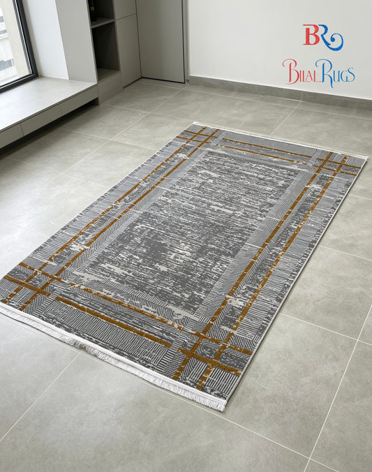 Vintage soul, modern precision ✨ Irani machine-made for timeless homes
Size : 5 ft width x 7.3 ft length 
Article-301-Grey,Rust