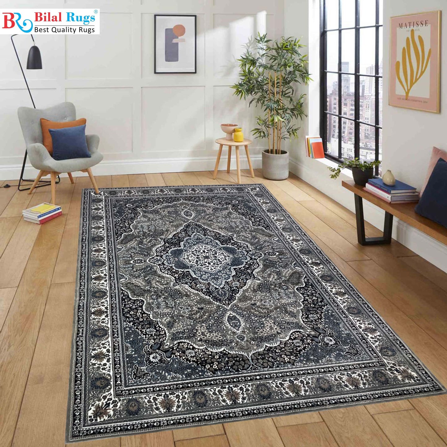 Persian polypropylene Rug,back woven(Article-19-Grey)
Size : 5ft width  x 7.3ft length (150cm x 220cm)