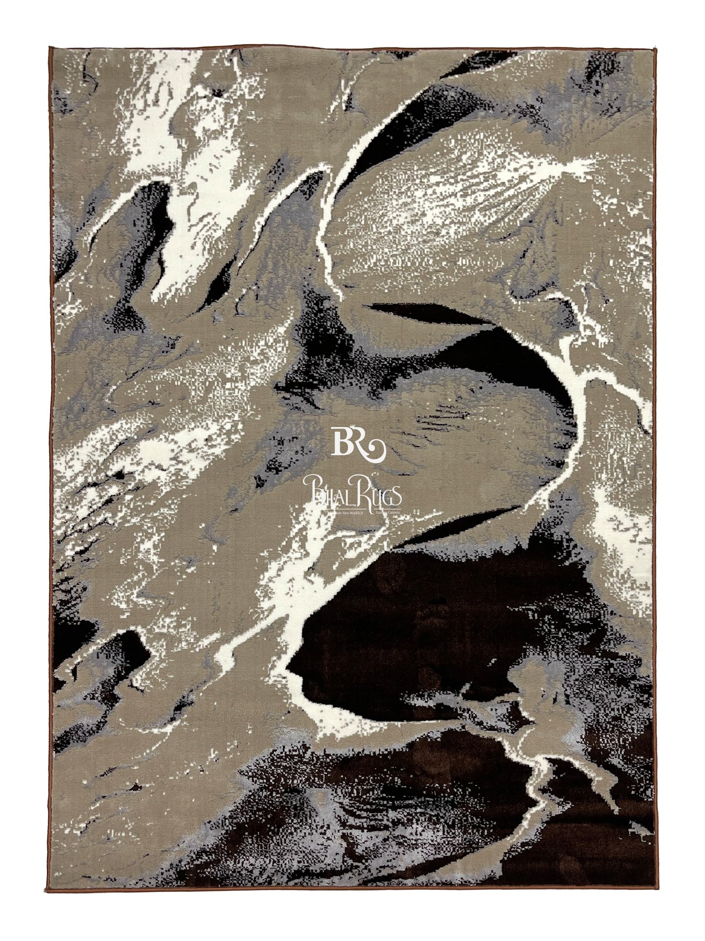 Pakistani Silk Woven Rug.(Article-1461-Brown) Size : 5ft width  x 7.3ft length (150cm x 220cm)