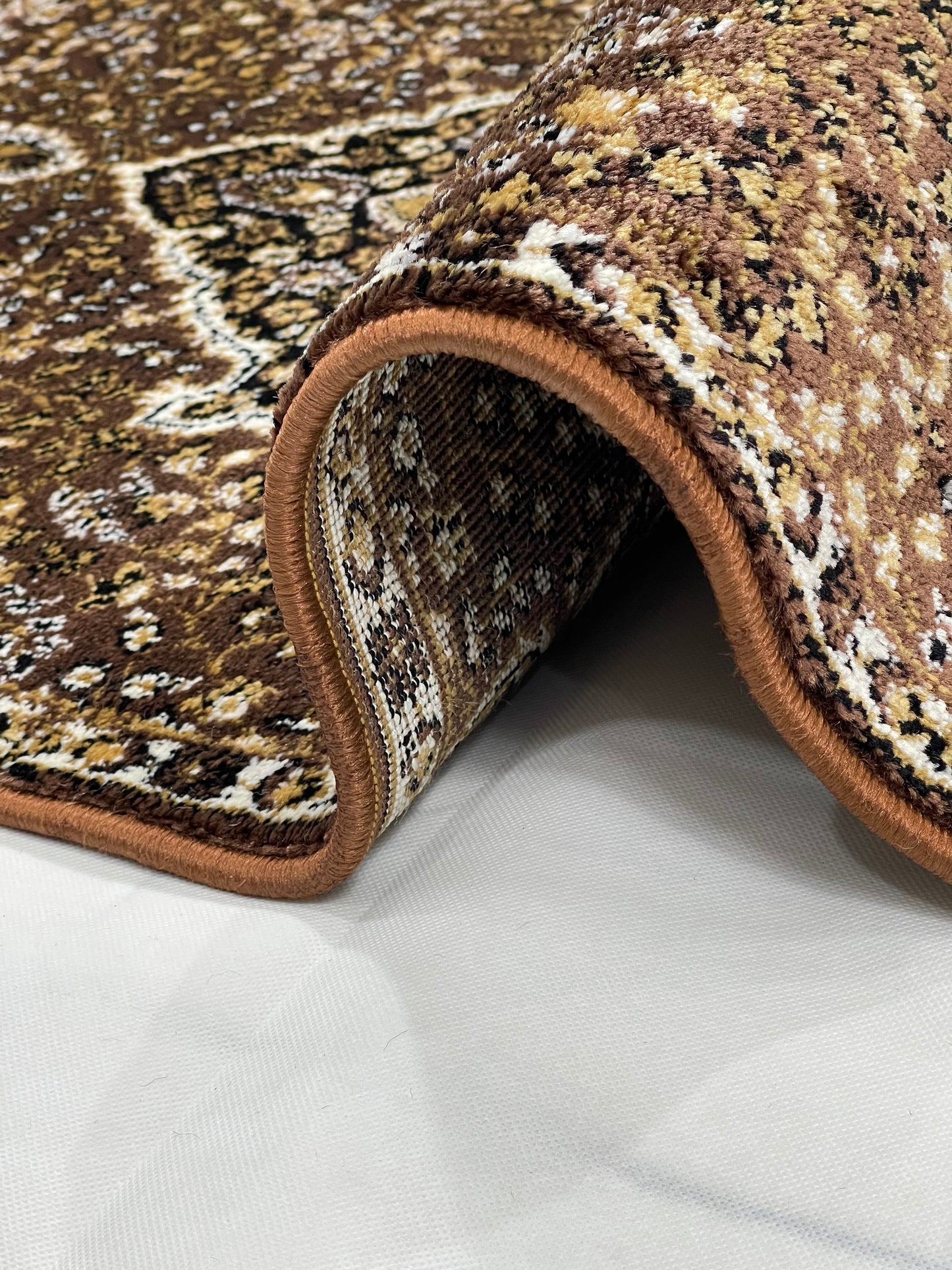 Brown Persian Polypropylene Woven Rug.  Size : 2.6 ft width x 6.6 ft length  (80 cm x 200cm)