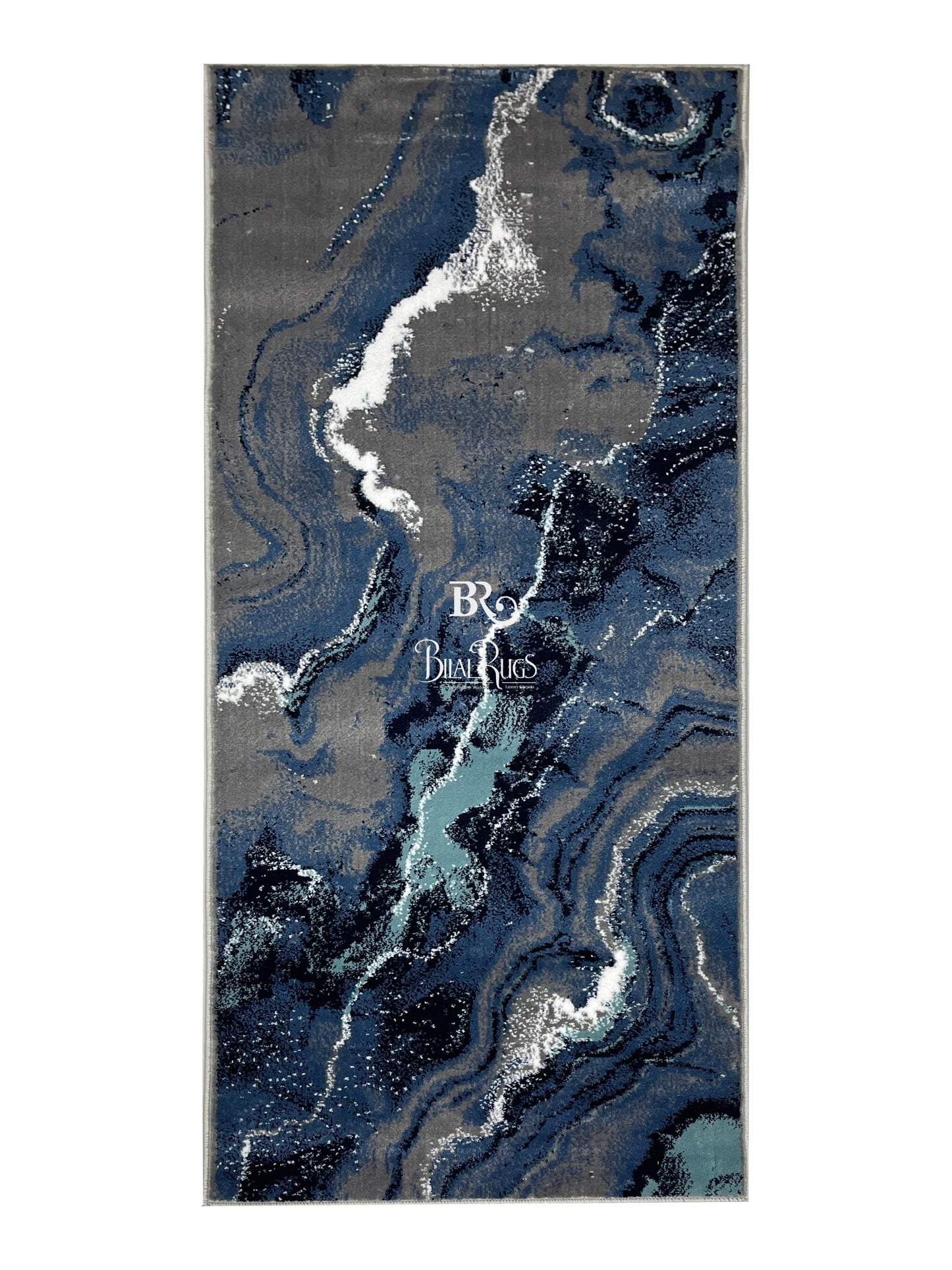 Grey Modern Polypropylene Woven Rug.
 Size : 2.6 ft width x 6.6 ft length
 (80 cm x 200cm)