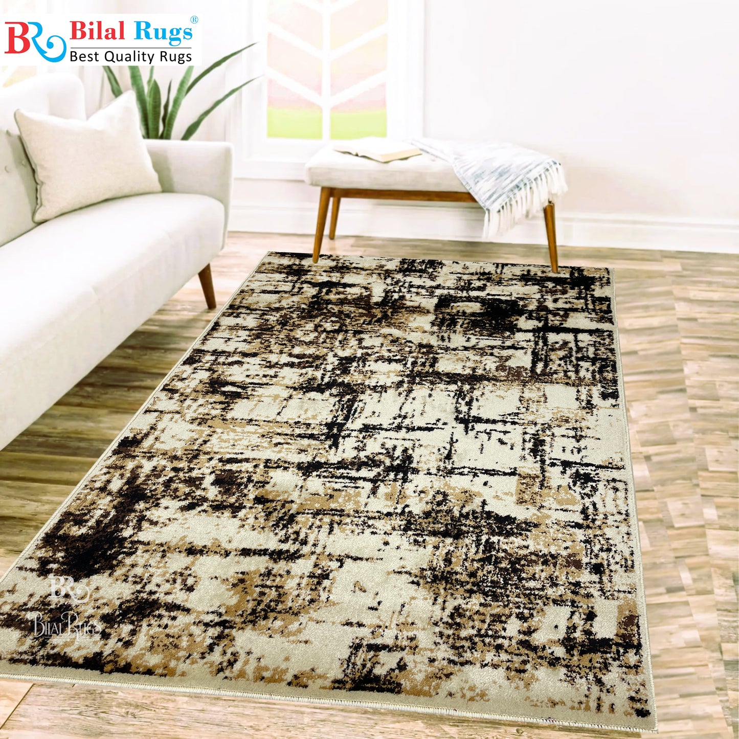 Modern polypropylene Rug,back woven(Article-664-Off white)