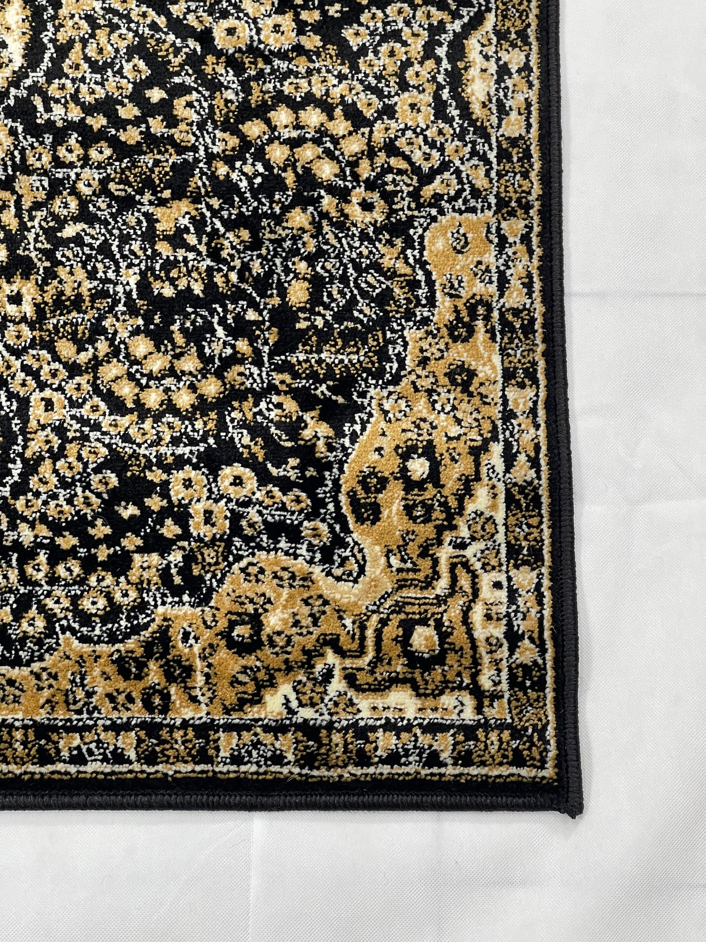 Black Persian Polypropylene Woven Rug.  Size : 2.6 ft width x 6.6 ft length  (80 cm x 200cm)