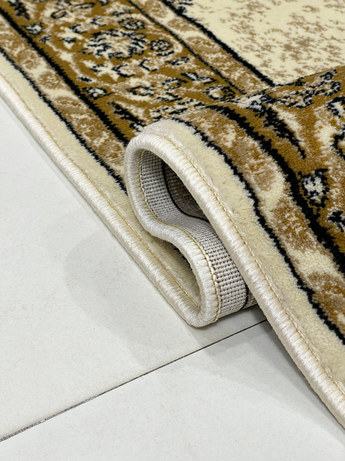 Persian Polypropylene Rug,Woven Back (Article-41-Off white)