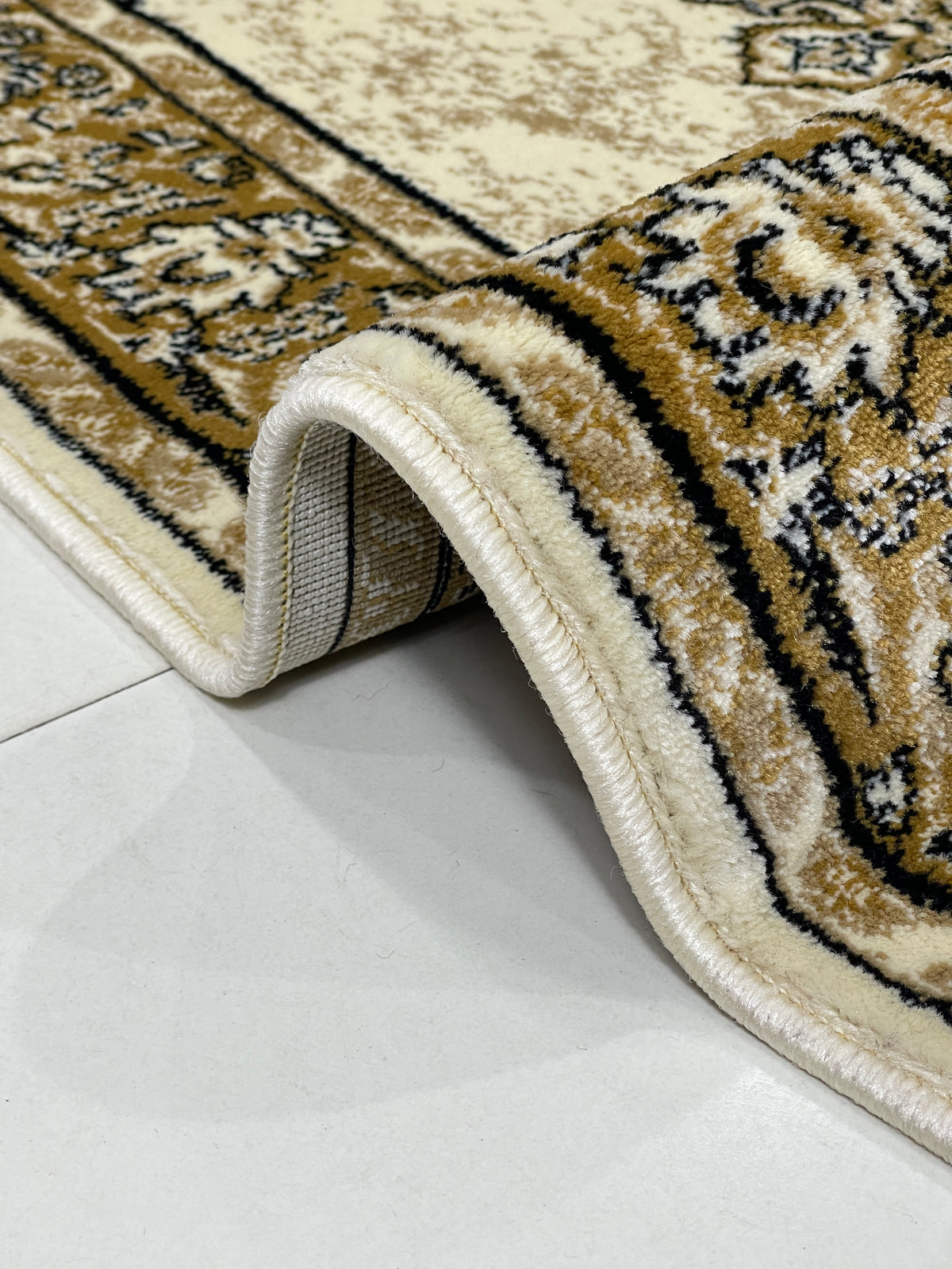 Persian Polypropylene Rug,Woven Back (Article-41-Off white)