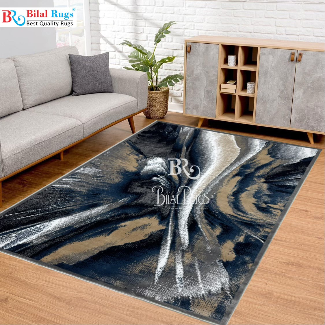 Modern polypropylene Rug,back woven(Article-23-Grey)
Size : 5ft width  x 7.3ft length (150cm x 220cm)