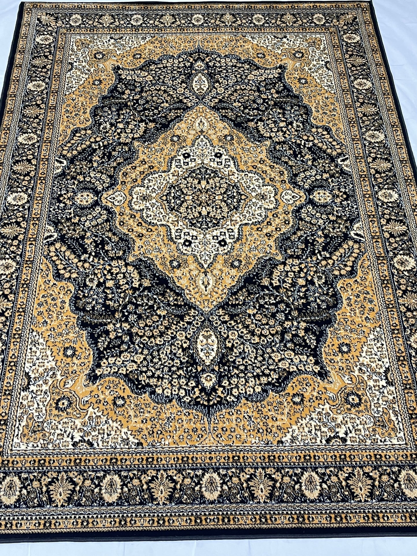 Persian polypropylene Rug,back woven(Article-25-Black) Size : 6.6 ft width x 9.6 ft length (200cm x 290cm)