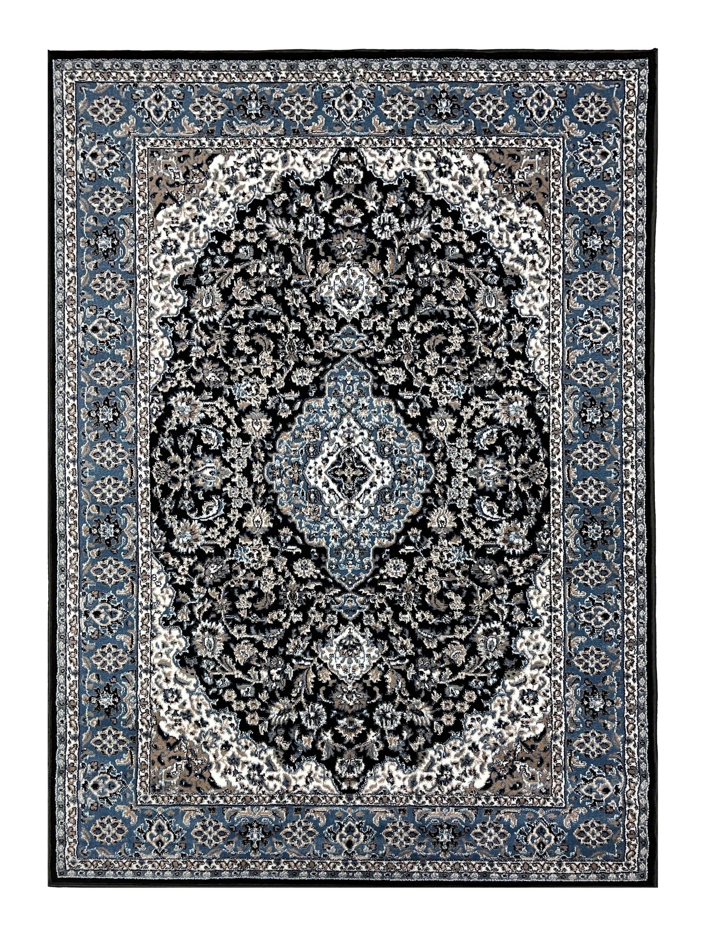 Persian polypropylene Rug,back woven(Article-01-Black ,Blue )
Size : 5ft width  x 7.3ft length (150cm x 220cm)