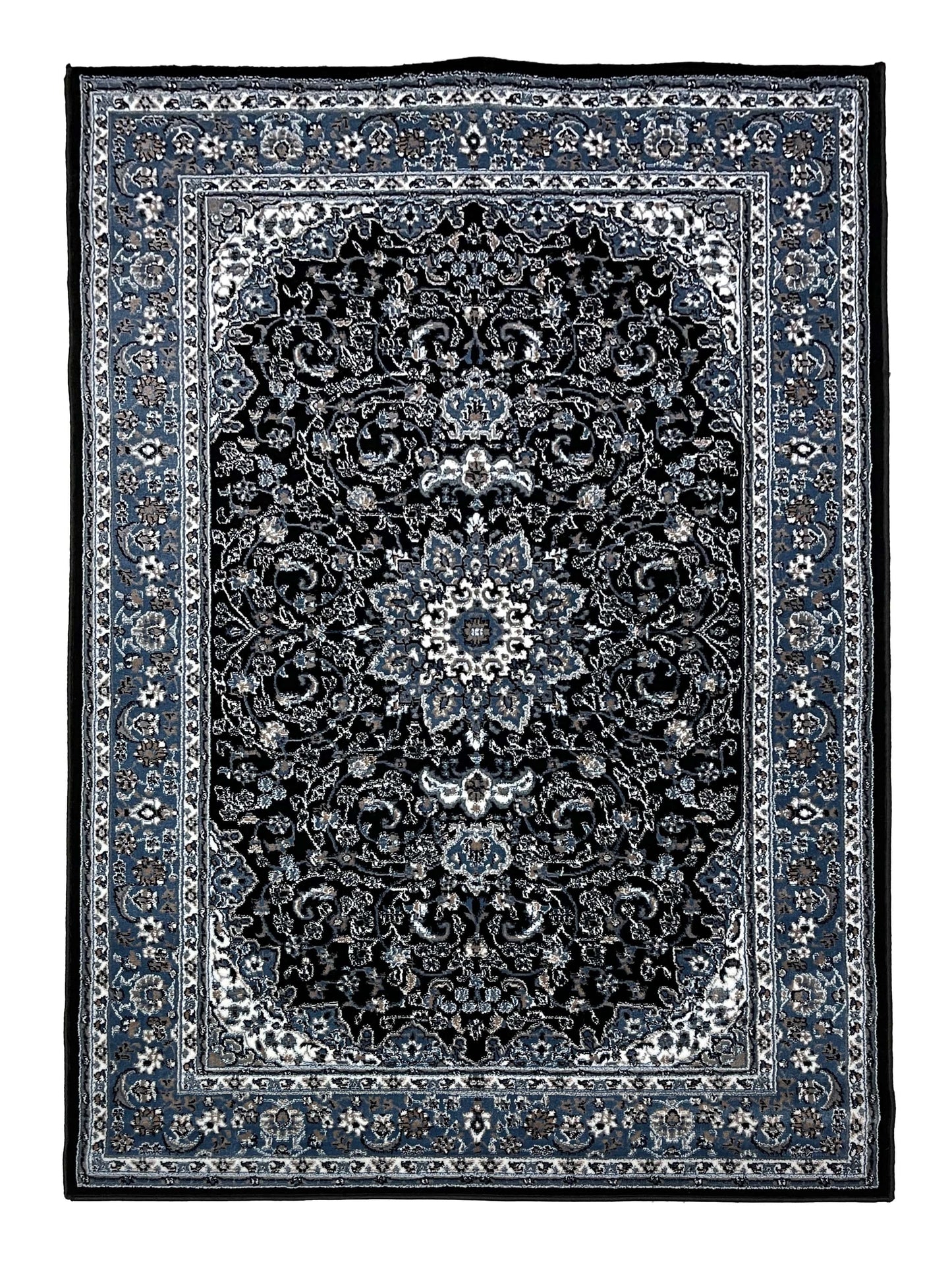 Persian Polypropylene Rug,back woven(Article-25-Black, Blue )
Size : 5ft width  x 7.3ft length (150cm x 220cm)