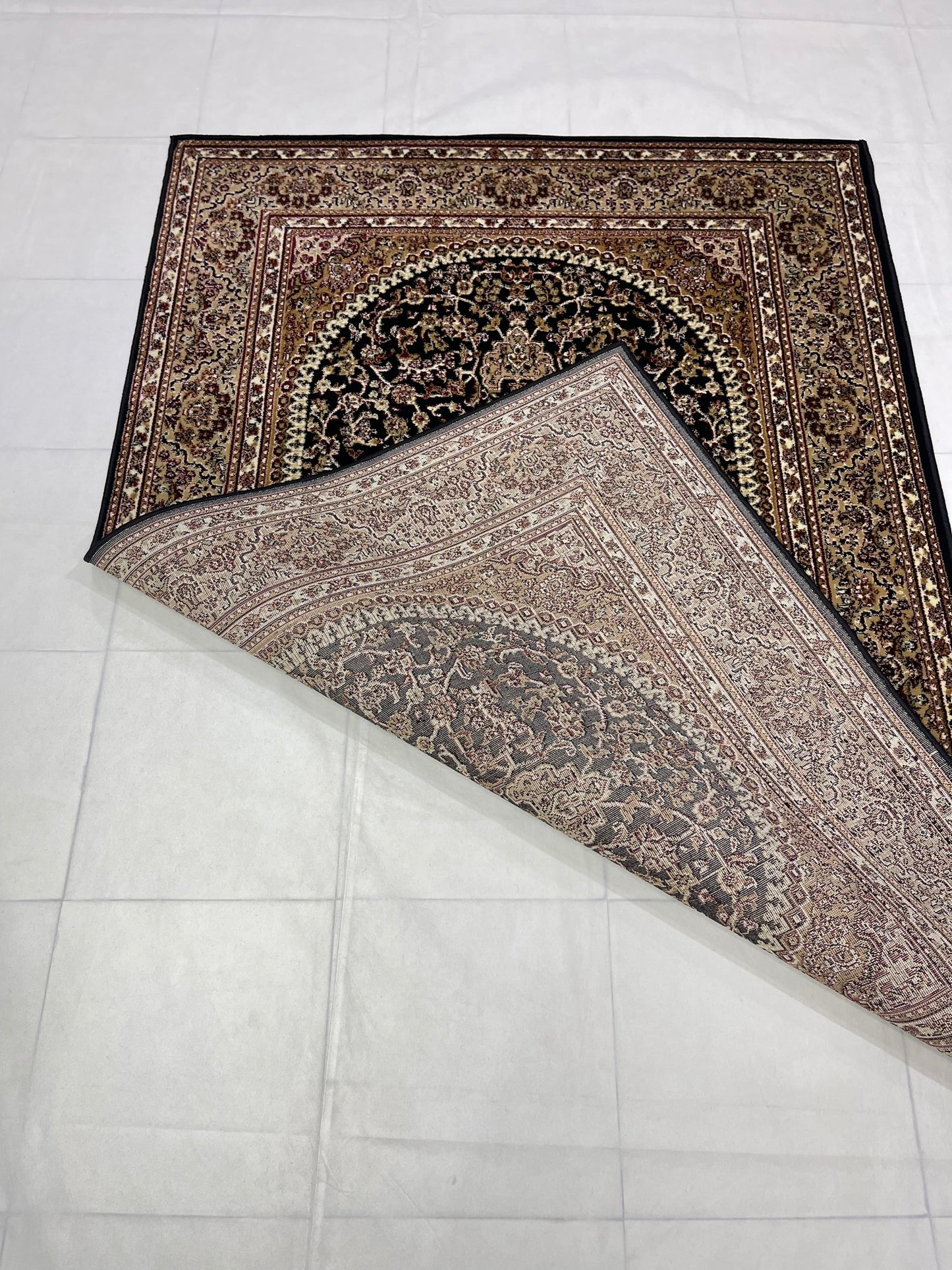 Persian polypropylene Rug,back woven(Article-22-Black)