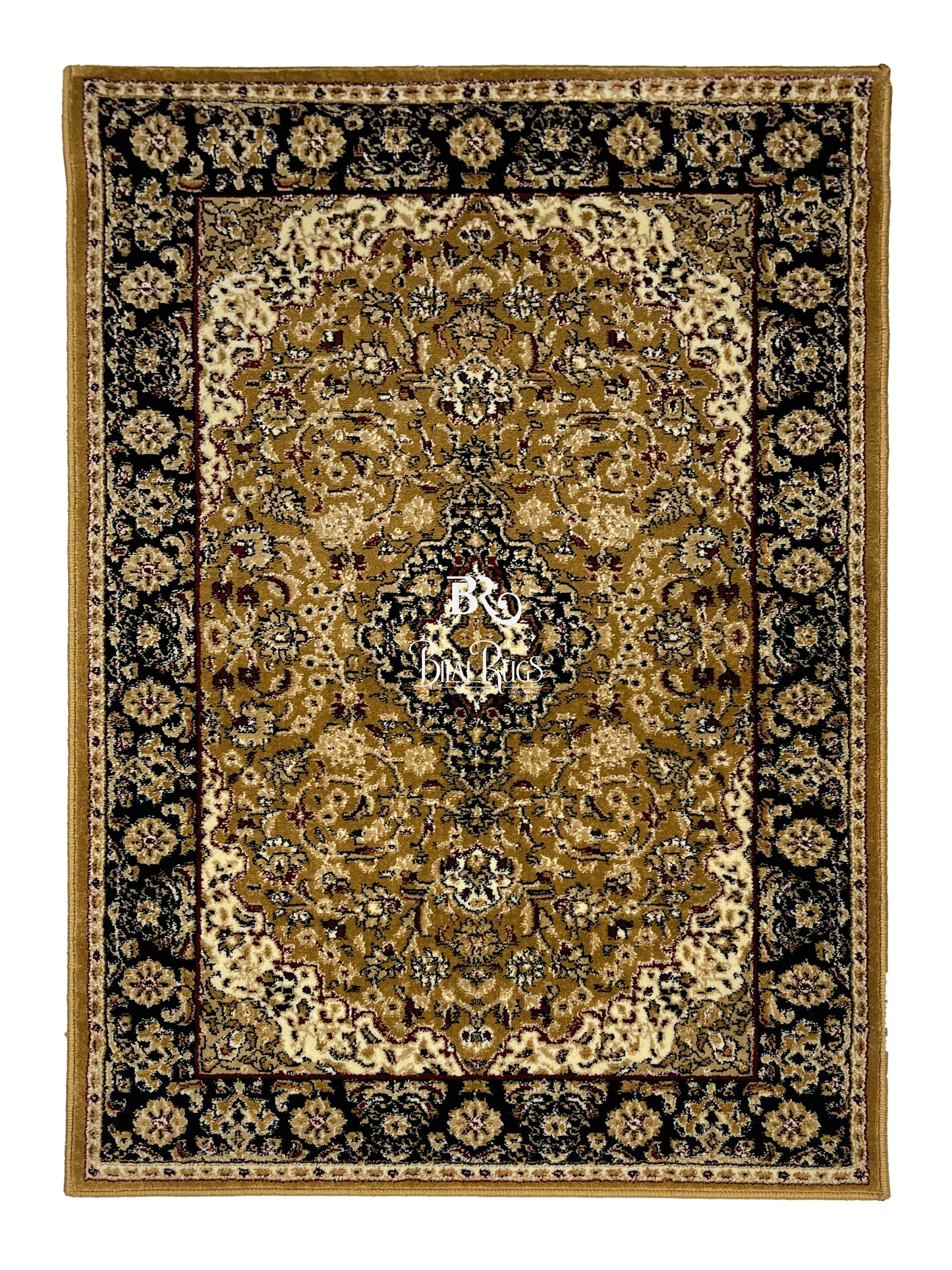 Persian Polypropylene Rug,Woven Back (Article-01-Gold) Size : 3 ft width x 5 ft length (100cm x 150 cm)