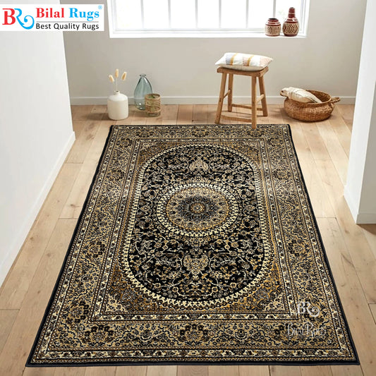 Persian Polypropylene Rug,back woven(Article-22-Black)
Size : 5ft width  x 7.3ft length (150cm x 220cm)