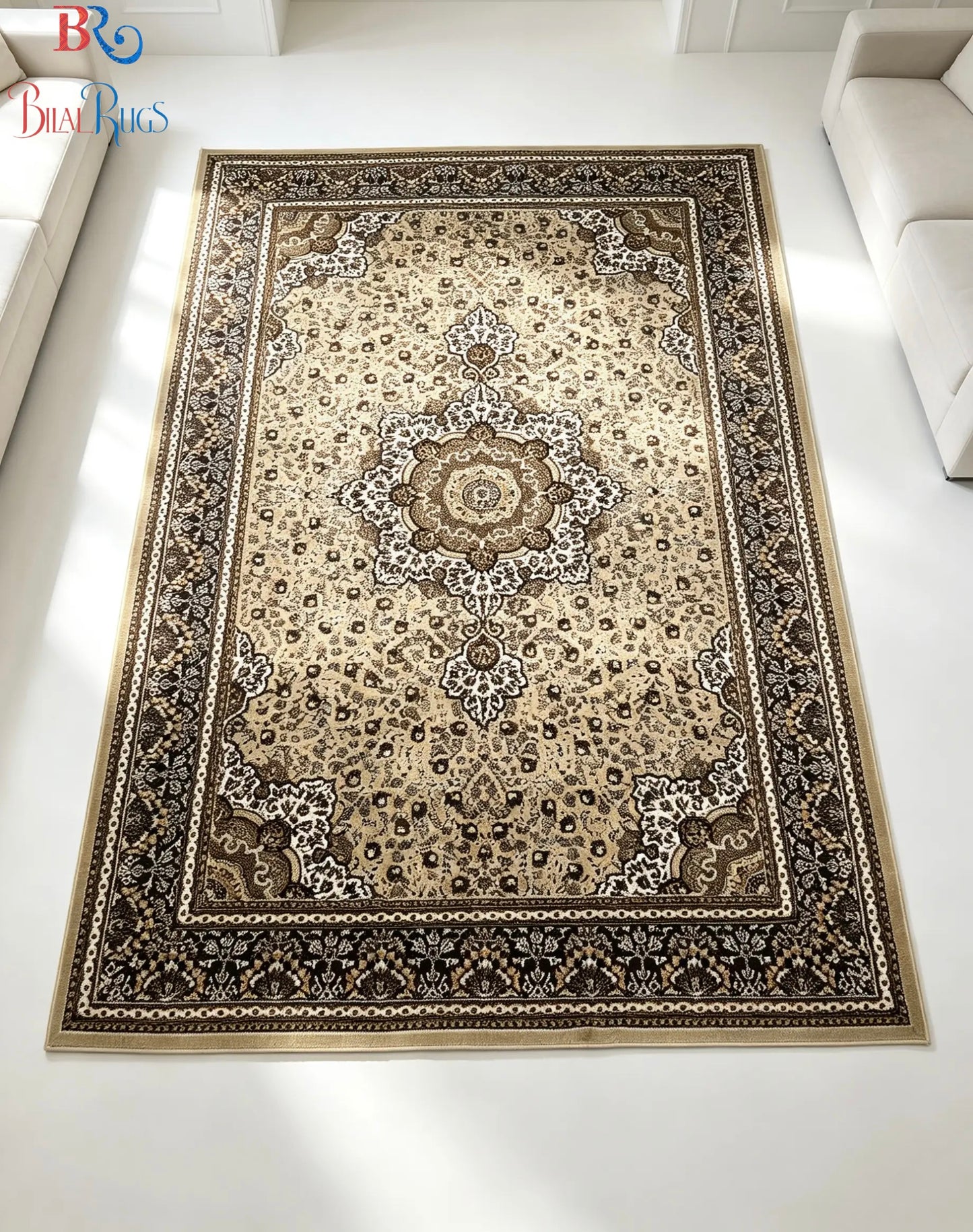 Persian polypropylene Rug,back woven(Article-04-Biege)
Size : 6.6 ft width x 9.6 ft length (200cm x 290cm)