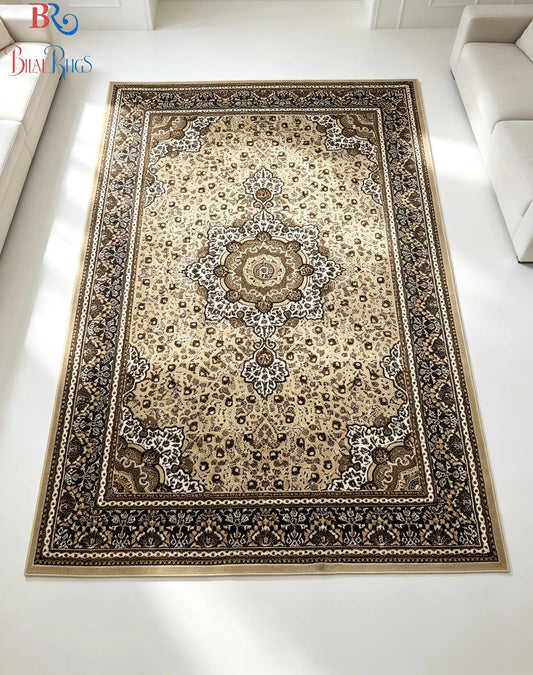 Persian polypropylene Rug,back woven(Article-04-Biege)
Size : 6.6 ft width x 9.6 ft length (200cm x 290cm)
