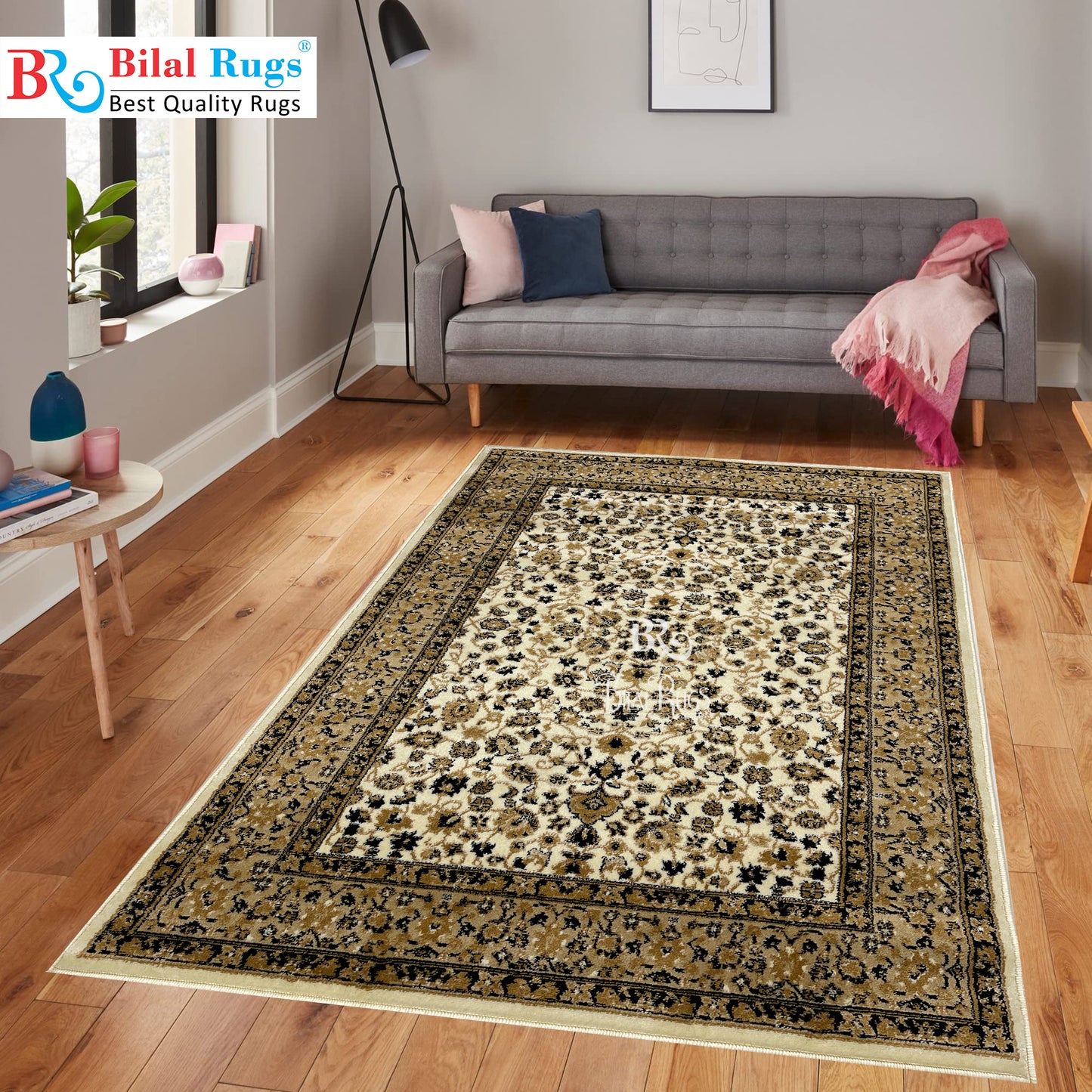 Persian polypropylene Rug,back woven(Article-140-Off white)