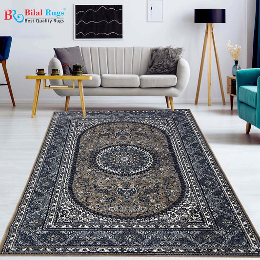 Persian polypropylene Rug,back woven(Article-22-Mink , blue )