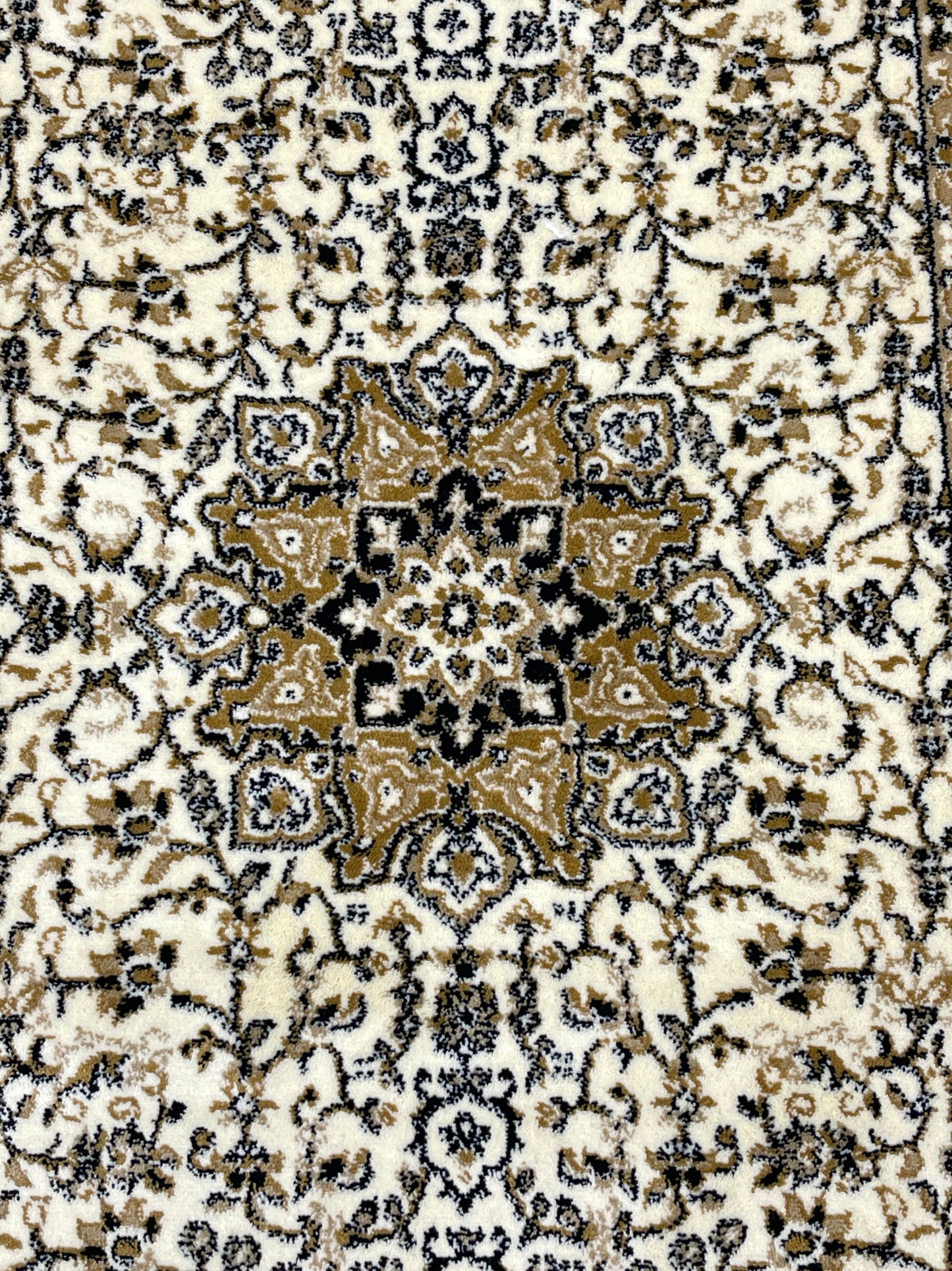 Off white Persian Polypropylene Woven Rug.
 Size : 2.6 ft width x 6.6 ft length
 (80 cm x 200cm)