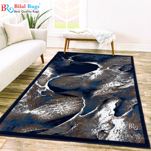 Modern polypropylene Rug,back woven(Article-1221-Dark Blue) Size : 5 ft width x 7.3 ft length ( 150 cm x 220 cm)
