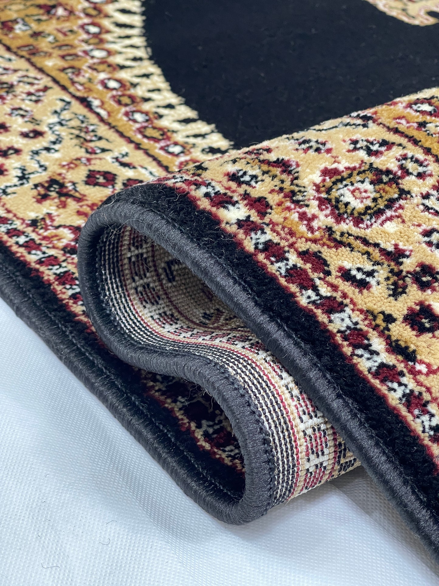 Persian Polypropylene Rug,Woven Back (Article-22-Black) Size : 3 ft width x 5 ft length (100cm x 150 cm)