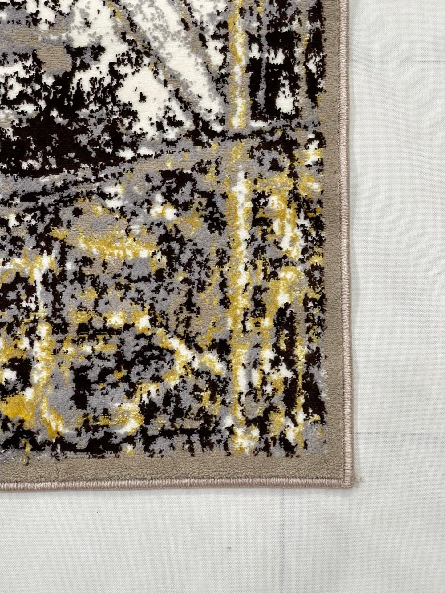 Pakistani Silk Woven Rug.(Article-1466-Light Beige , Gold ) Size : 5ft width  x 7.3ft length (150cm x 220cm)