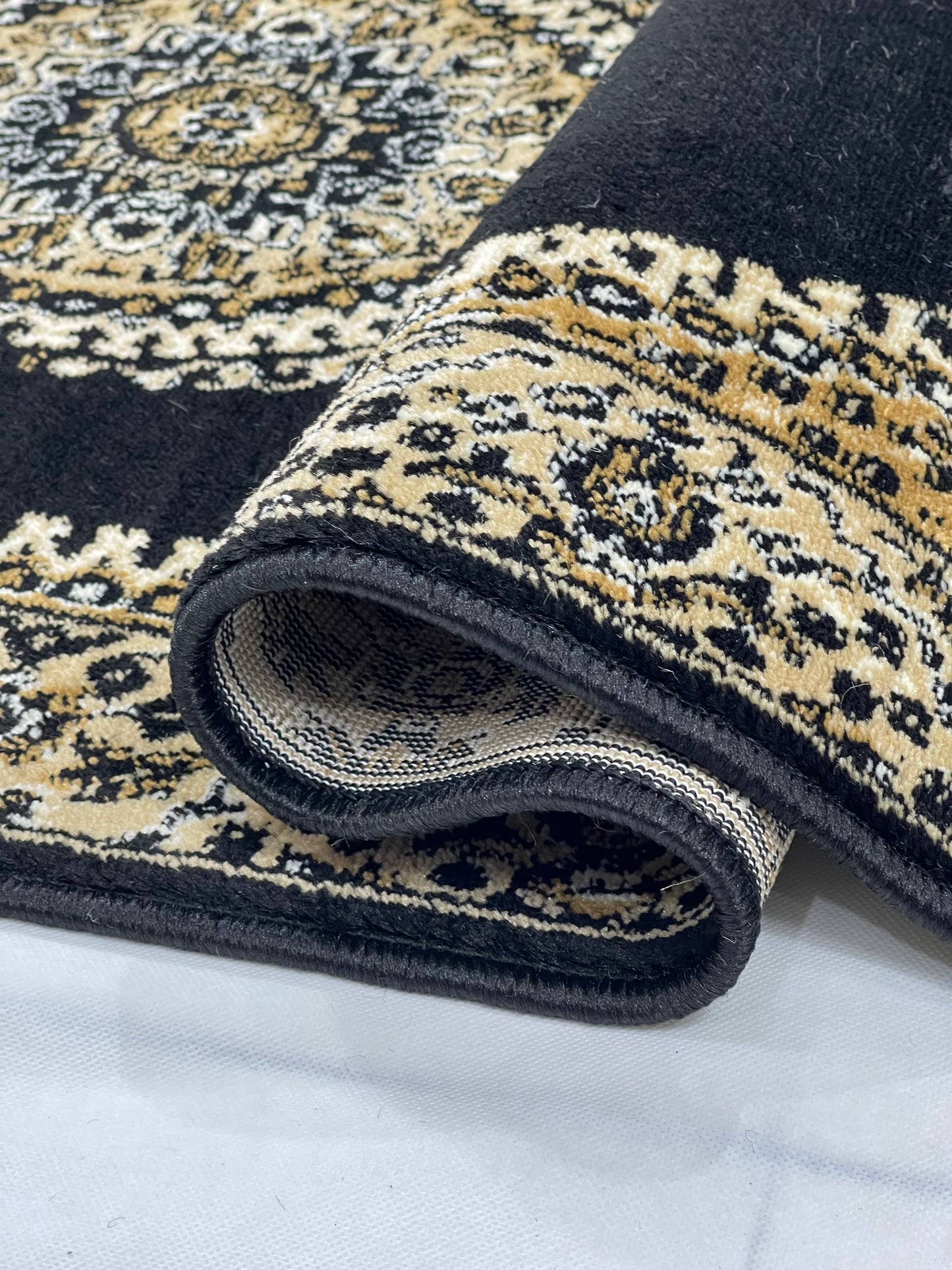Black Persian Polypropylene Woven Runner.
Size : 2.6 ft width x 6.6 ft length 
(80 cm x 200 cm)