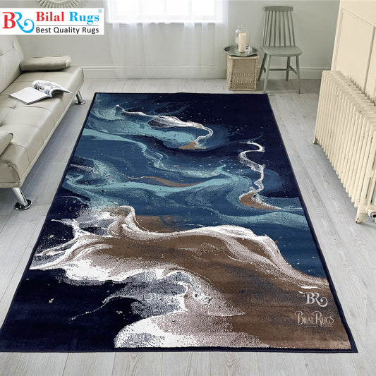 Modern polypropylene Rug,back woven(Article-160- Blue)
Size : 6.6 ft width x 9.6 ft length (200cm x 290cm)