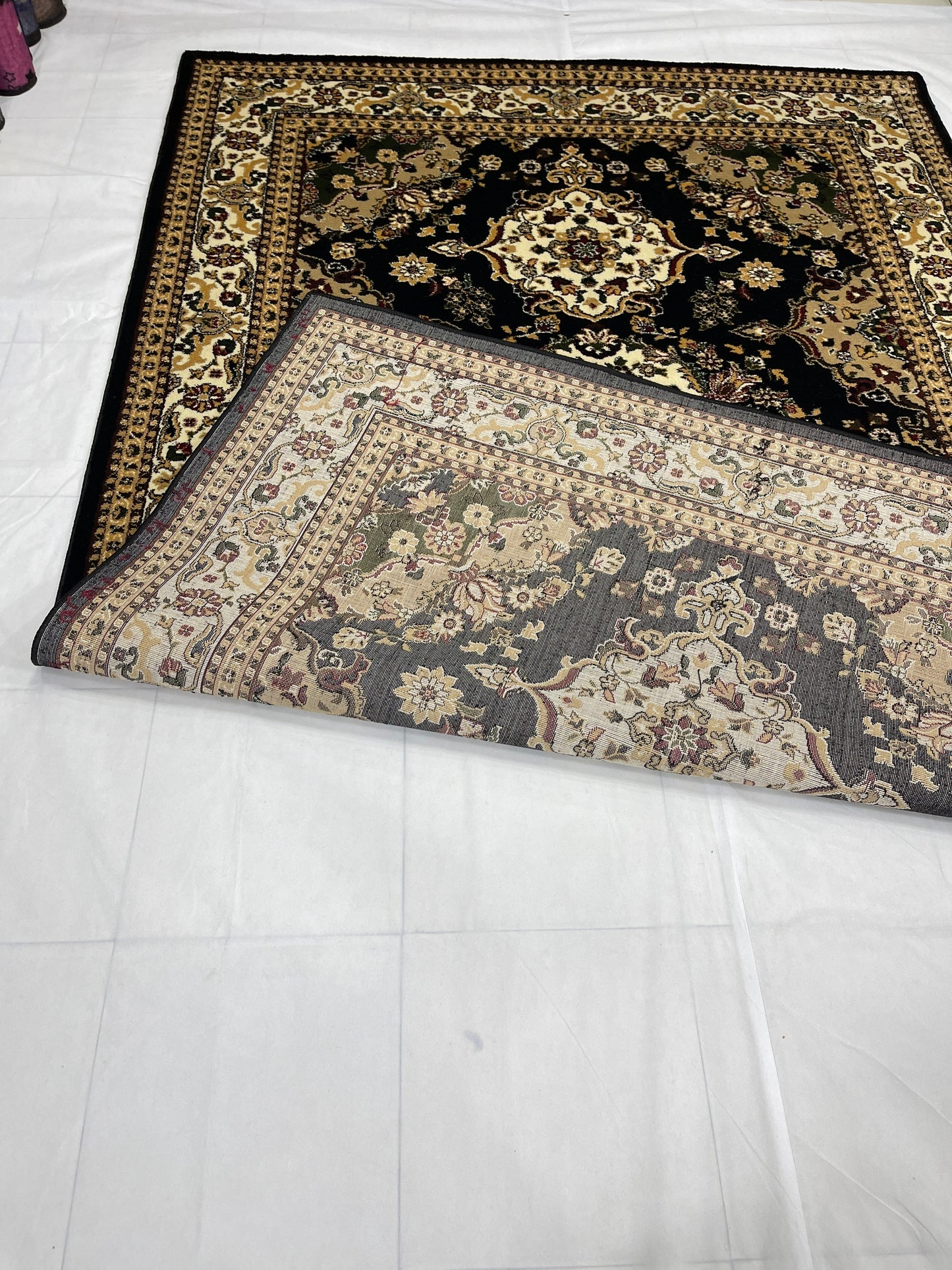 Persian polypropylene Rug,back woven(Article-28-Black)