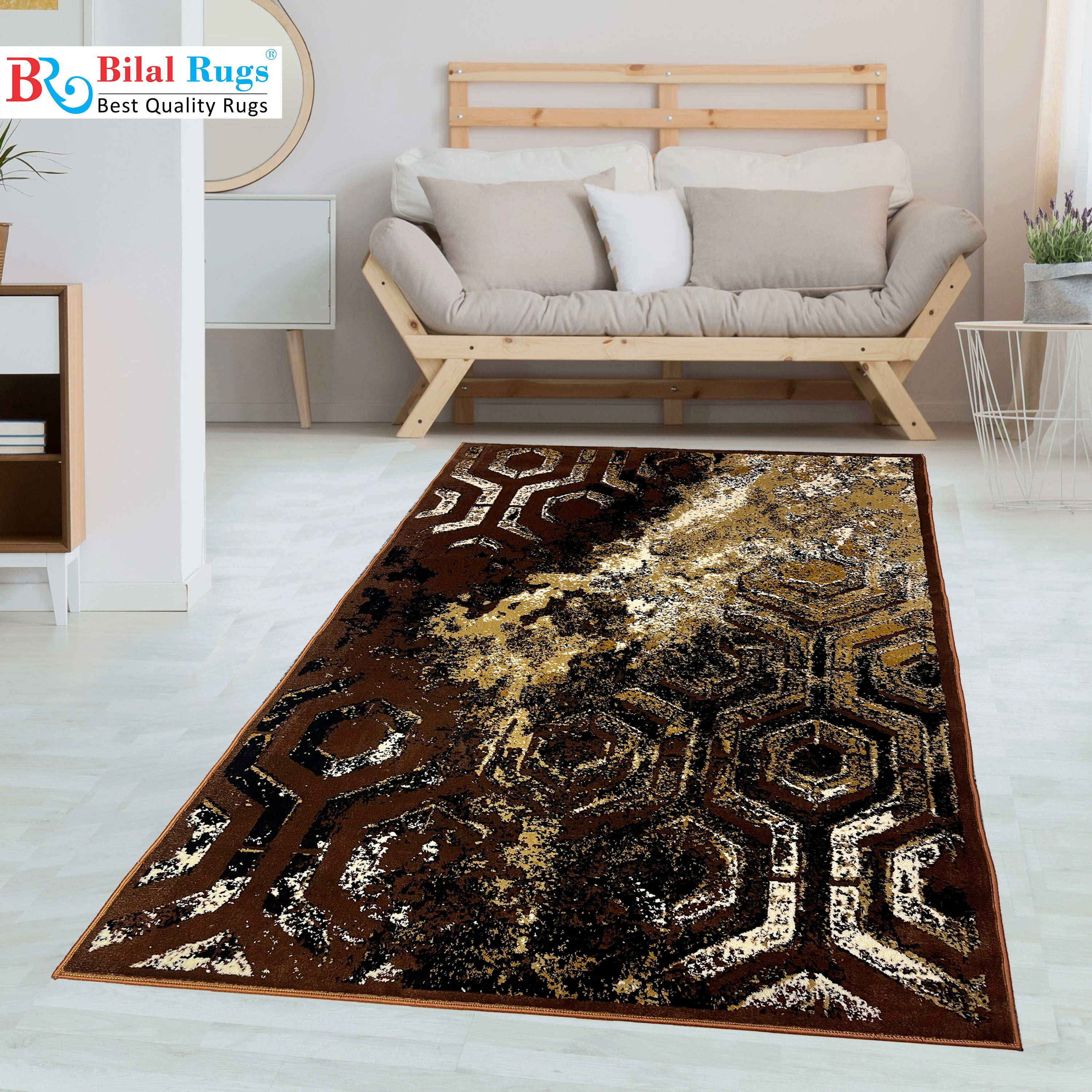 Modern Polypropylene woven Rug. Article-521-Brown – Bilal Rugs