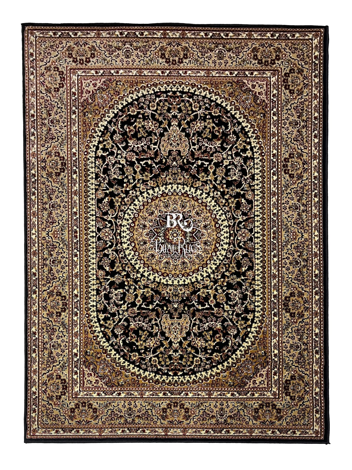 Persian polypropylene Rug,back woven(Article-22-Black)