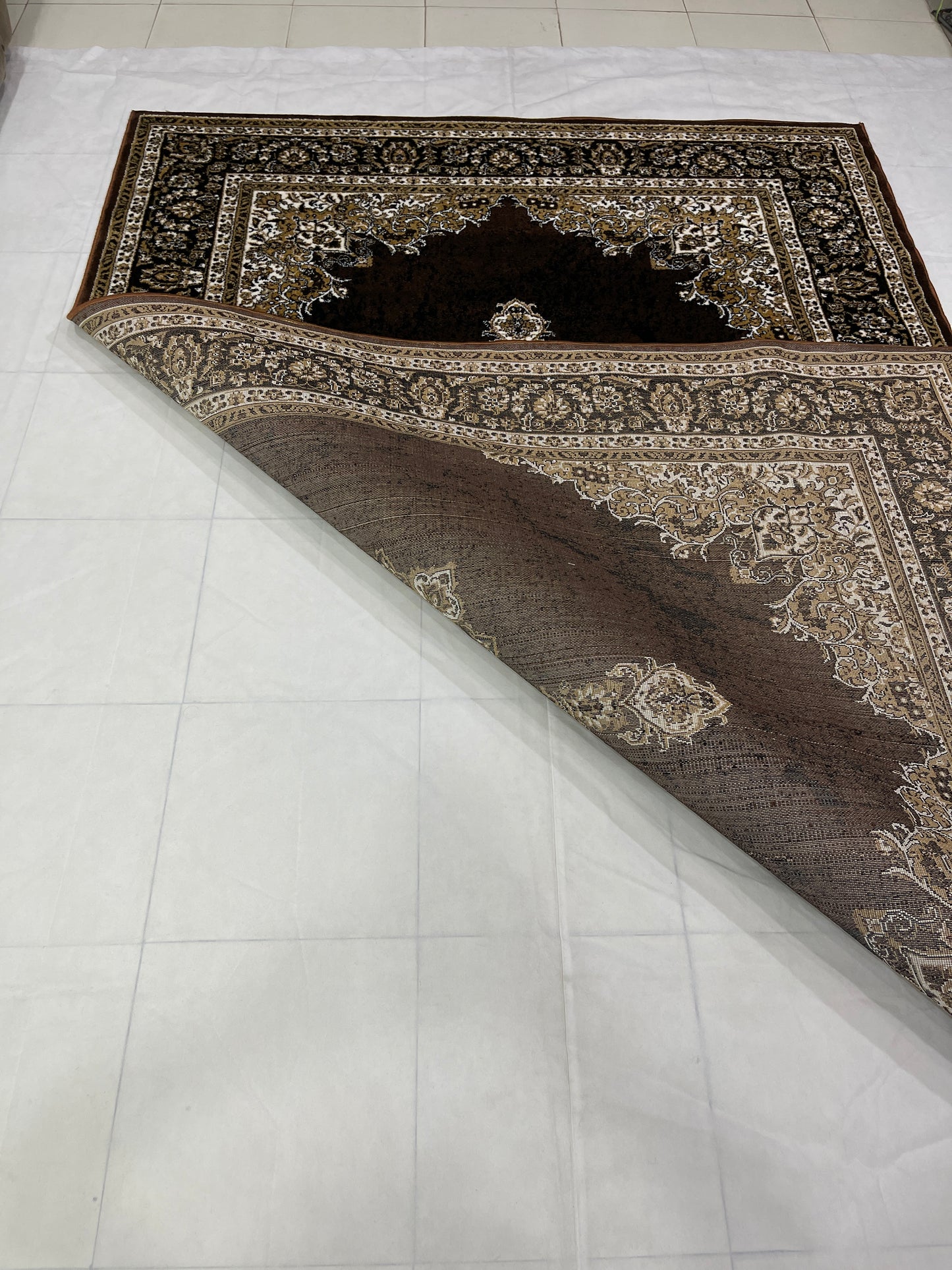 Persian polypropylene Rug,back woven(Article-45-Brown )