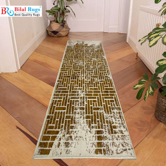 Off white Modern Polypropylene Woven Rug.  Size : 2.6 ft width x 6.6 ft length  (80 cm x 200cm)