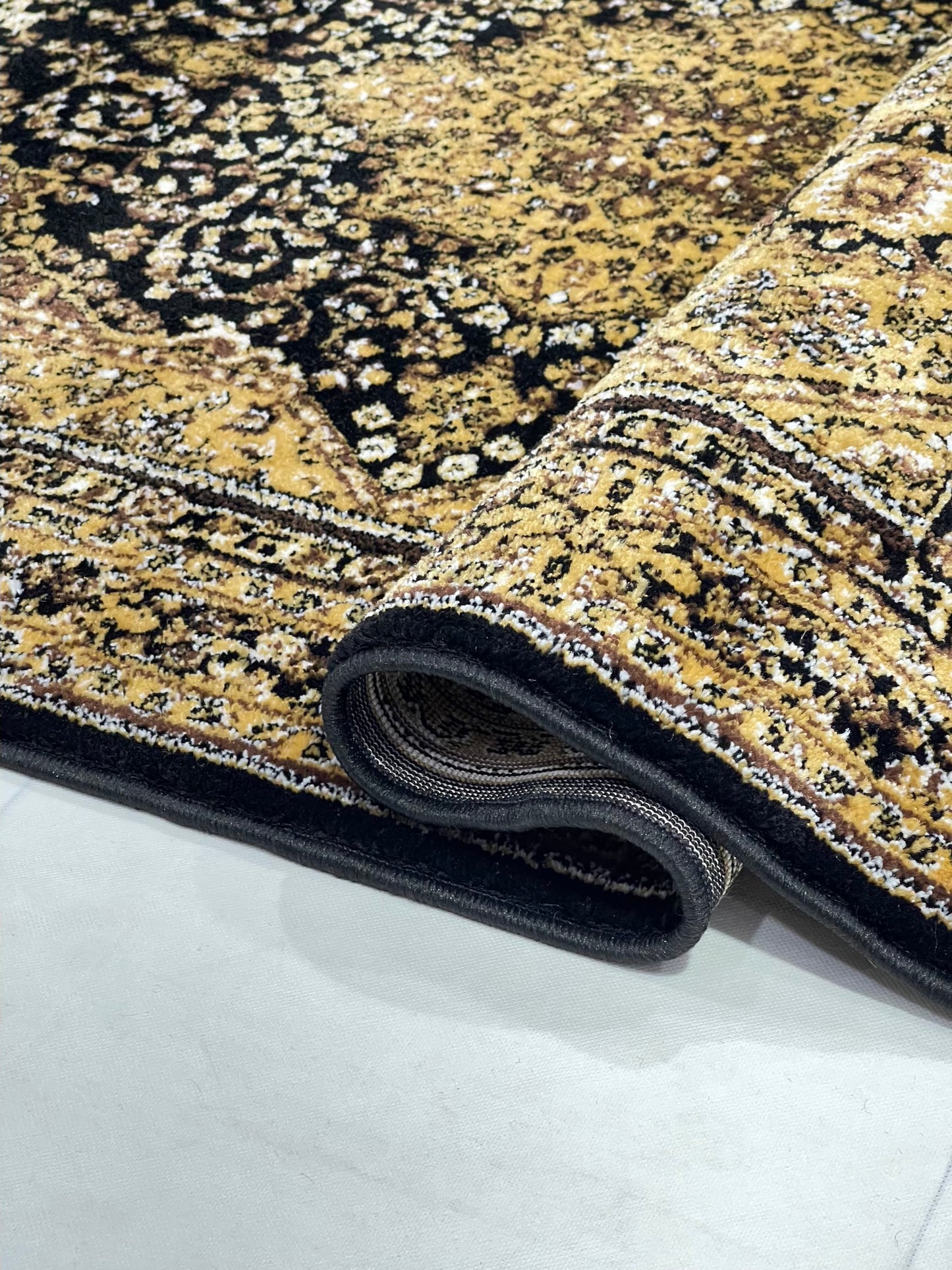 Persian Polypropylene Rug,Woven Back
(Article-88-Black)
Size : 4 ft width x 5.6 ft length (120 cm x 170 cm)