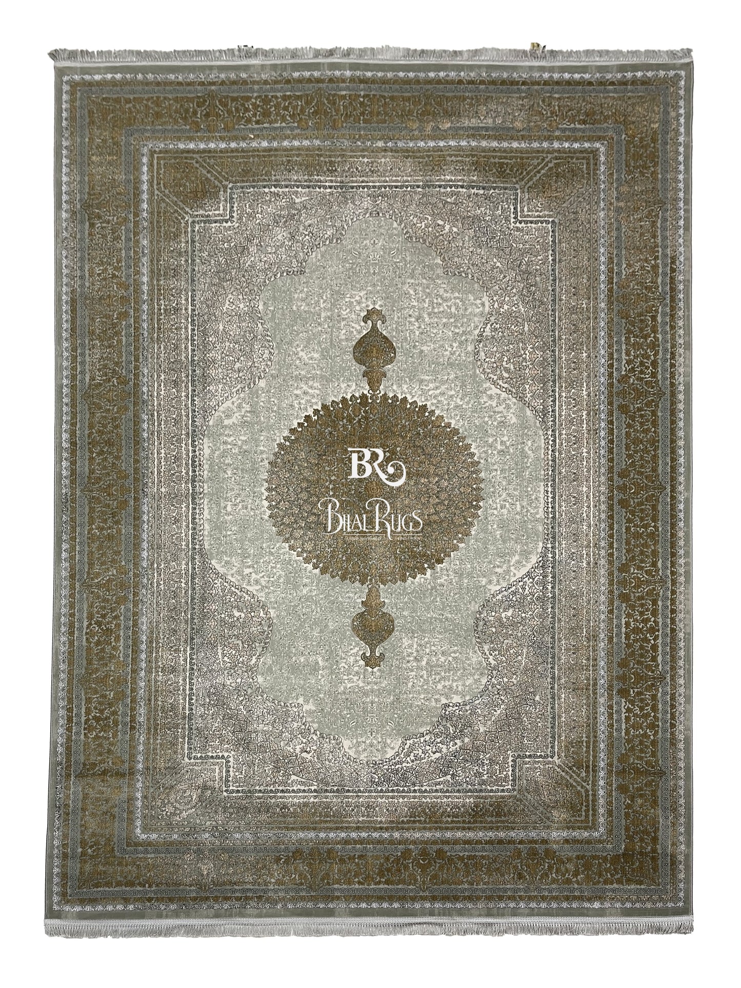 Irani Acrylic 1200 Reeds
Article -212-Grey, Gold
Size : 6.6 Ft width x 9.6 Ft length (200cm x 290cm)