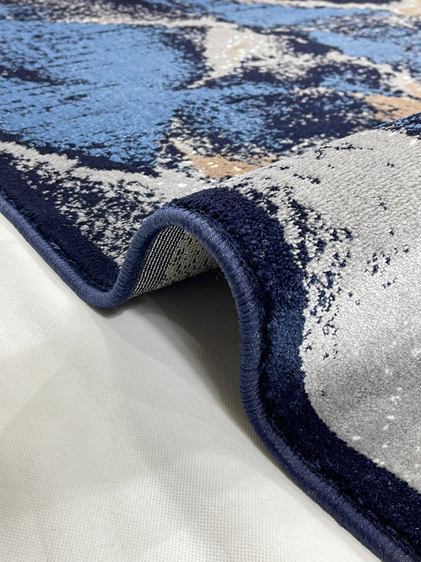 Modern Polypropylene Rug,back woven(Article-126-Dark Blue) Size : 6.6 ft width x 9.6 ft length (200cm x 290cm)
