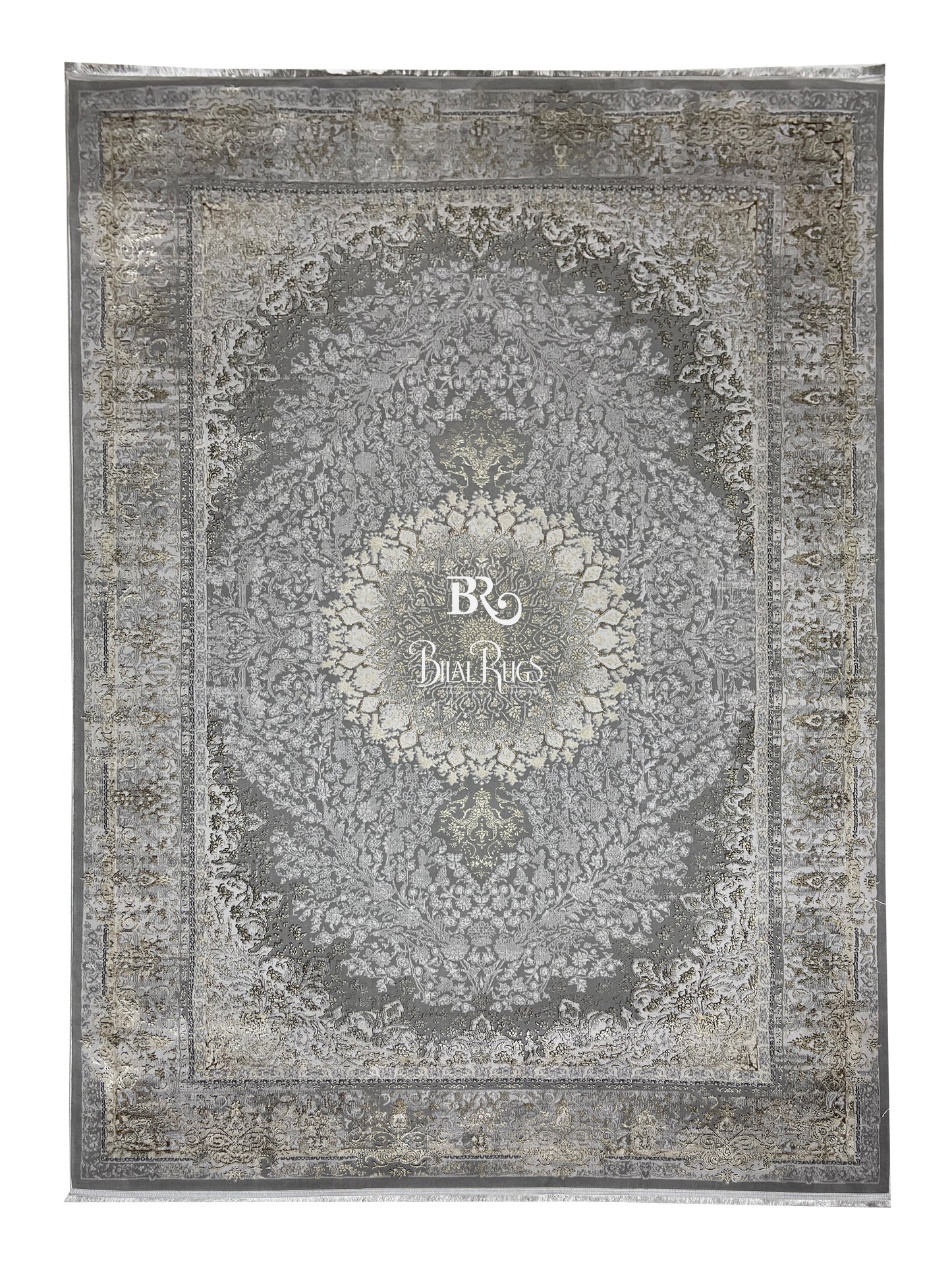 New Turkish Silk (Surya A) 
Size: 6.6 ft width x 9.6 ft length (200cm x 290cm)
Article -610- Grey