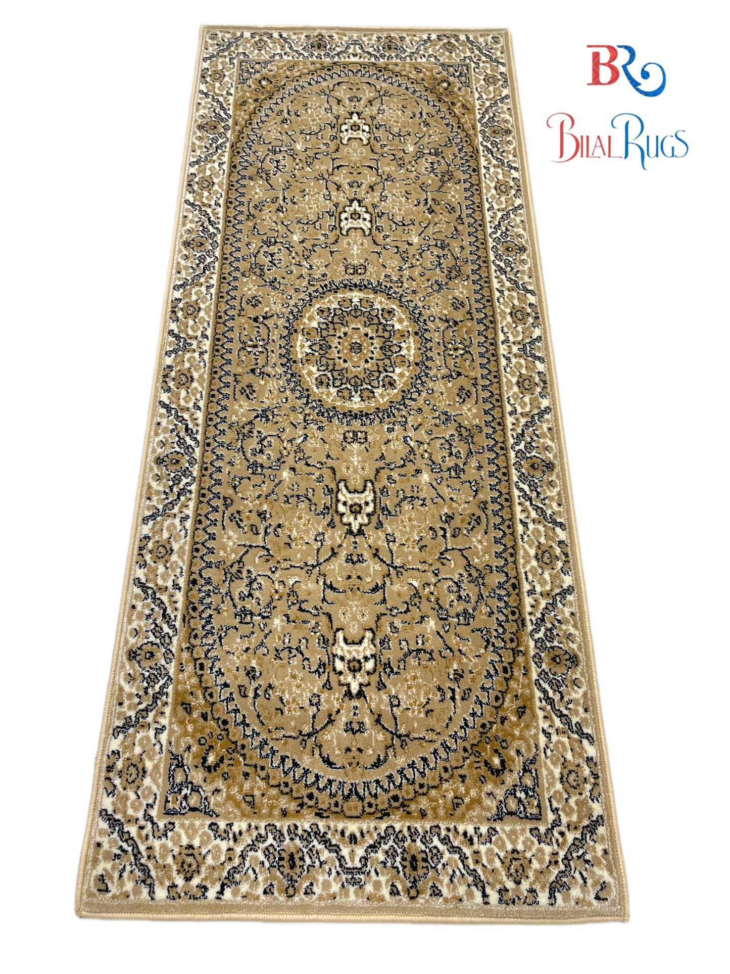 Beige Polypropylene Woven Rug.  Size : 2.6 ft width x 6.6 ft length  (80 cm x 200cm)