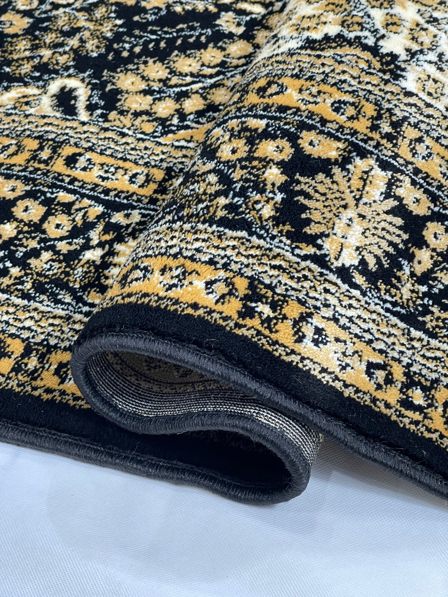 Persian polypropylene Rug,back woven(Article-25-Black) Size : 6.6 ft width x 9.6 ft length (200cm x 290cm)