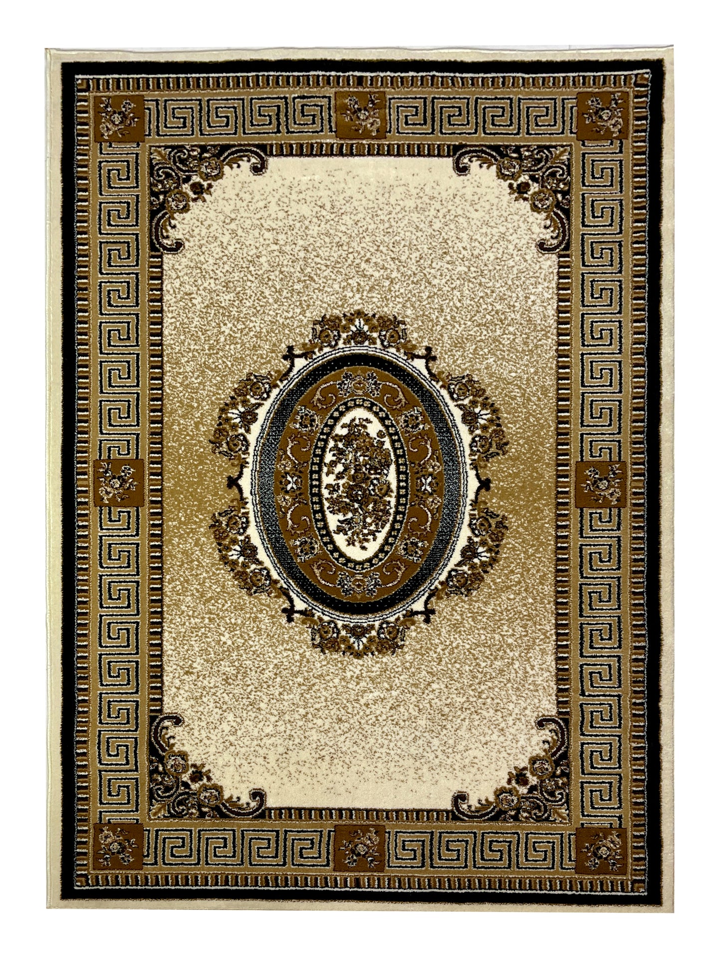 Versace Polypropylene Rug,back woven(Article-75-Off white)
Size : 5ft width  x 7.3ft length (150cm x 220cm)