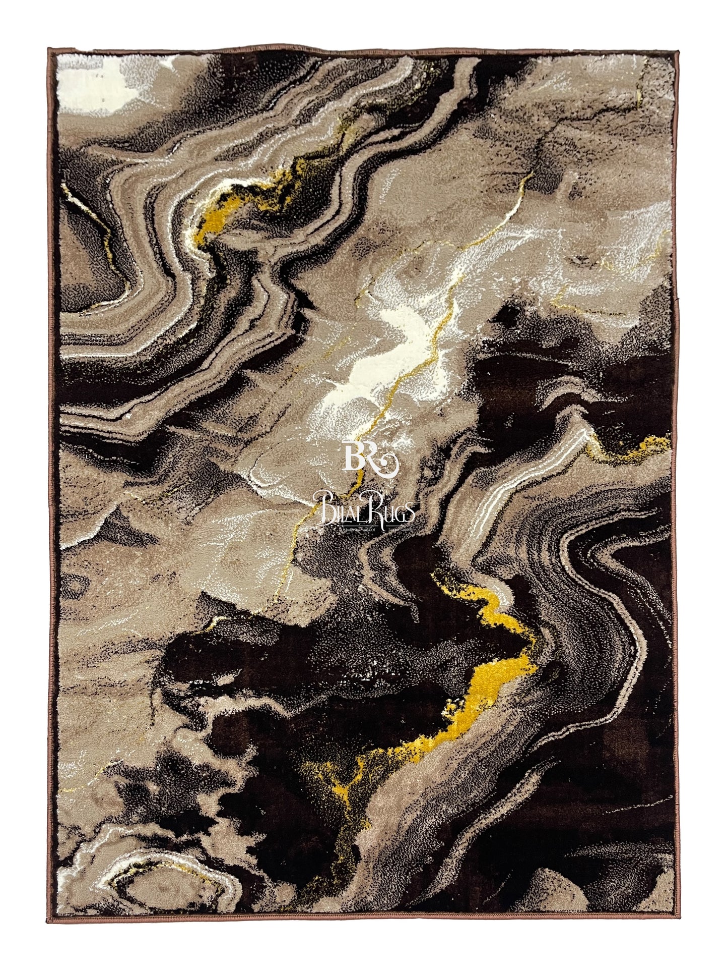 Polyester Silk Woven Rug.(Article-1560-Brown) Size : 4 ft width x 5.6 ft length