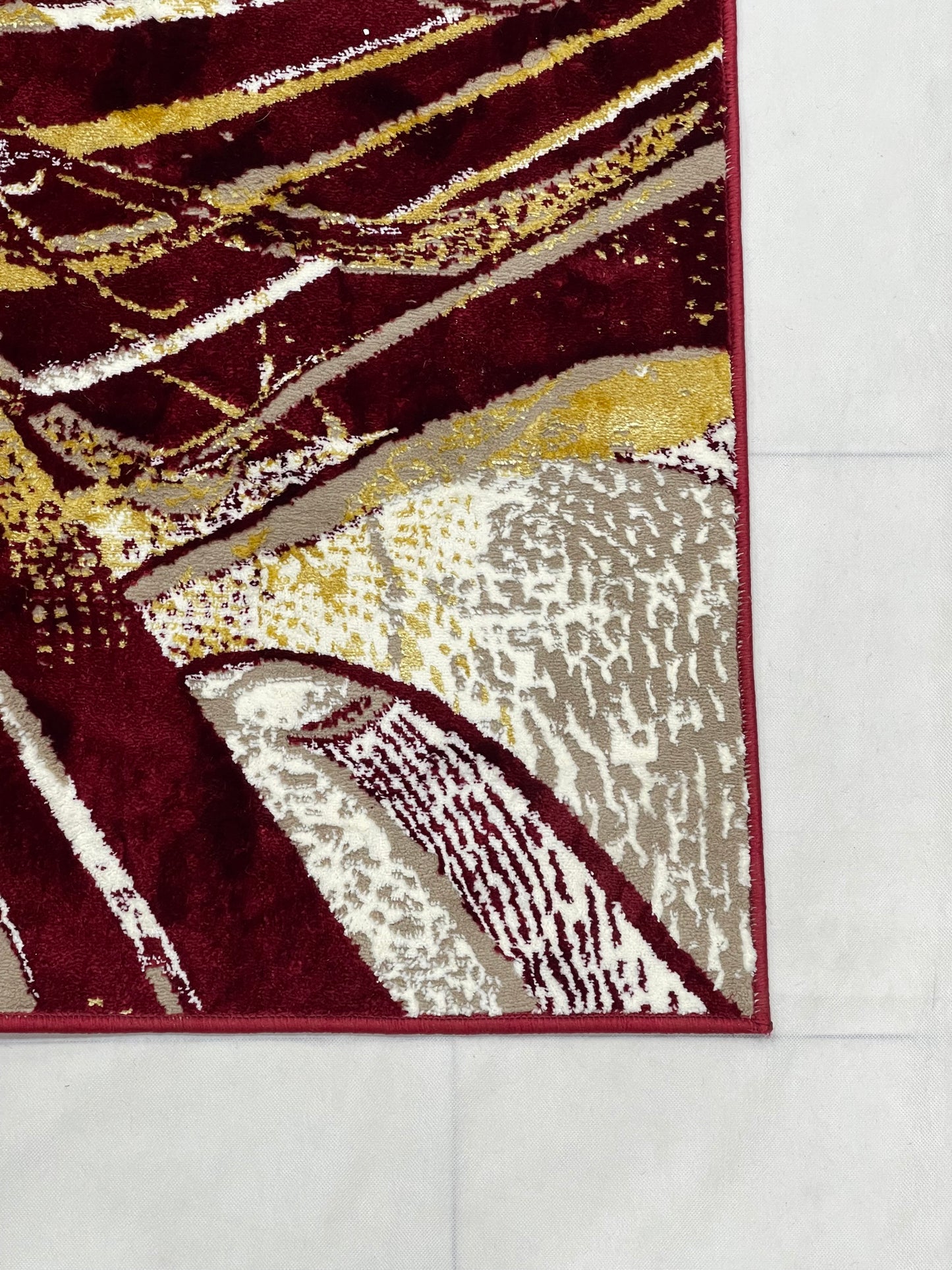 Polyester Silk Woven Rug.(Article-1556-Red , Gold) Size : 4 ft width x 5.6 ft length