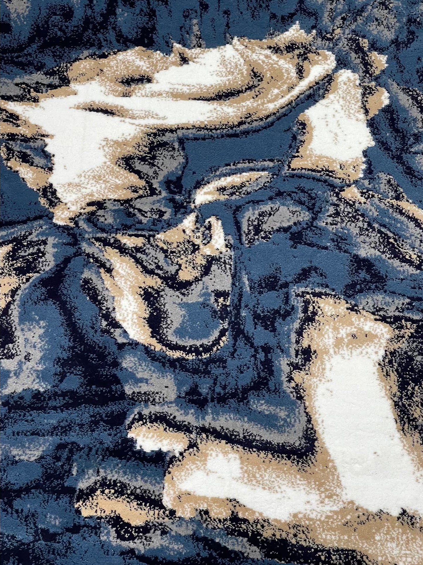 Modern polypropylene Rug,back woven(Article-6752-Blue ) Size : 5ft width  x 7.3ft length (150cm x 220cm)