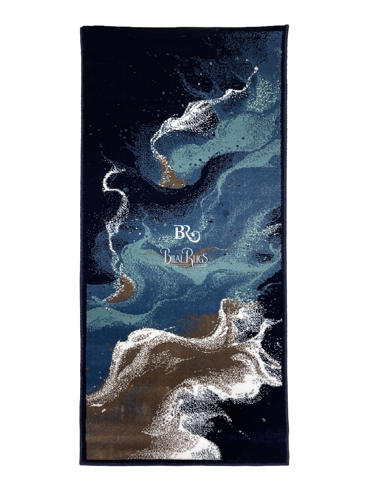 Dark Blue Modern Polypropylene Woven Rug.  Size : 2.6 ft width x 6.6 ft length  (80 cm x 200cm)