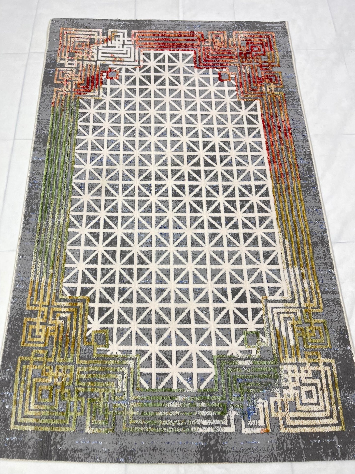 Irani viscose Rug , Woven Back Article-313-Multi Size : 3 ft width x 5 ft length (100 cm x 150cm)