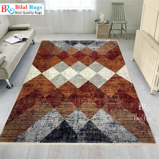 Turkish Polypropylene Silk.(Article-1671-Rust ,Multi )

Size : 5ft width  x 7.3ft length (160 cm x 225cm)