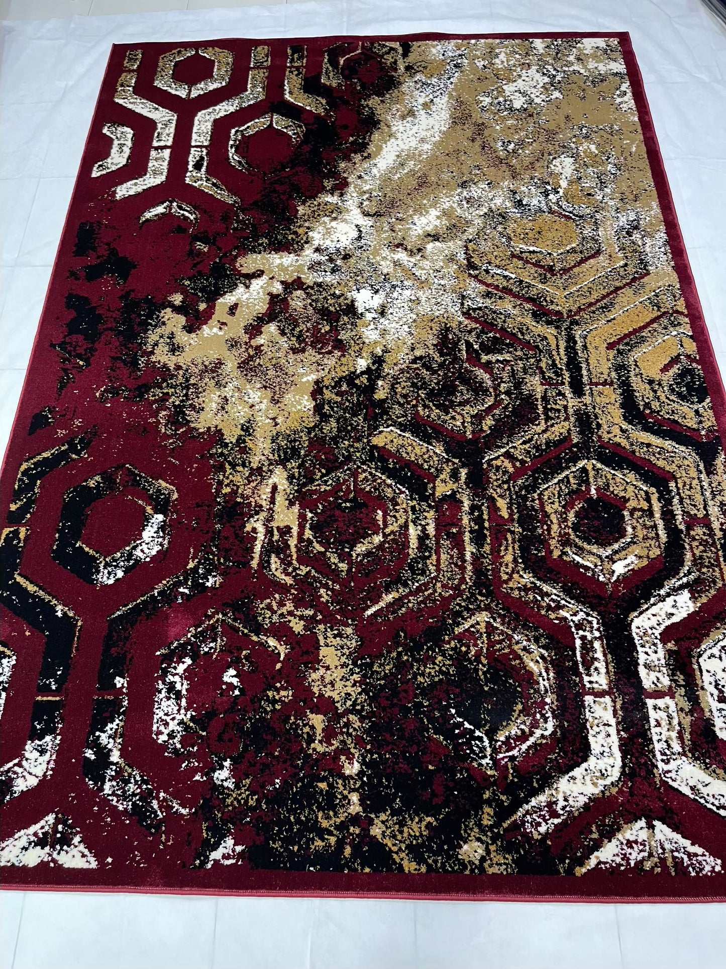 Modern  Polypropylene Rug,Back Woven(Article-6871-Red)