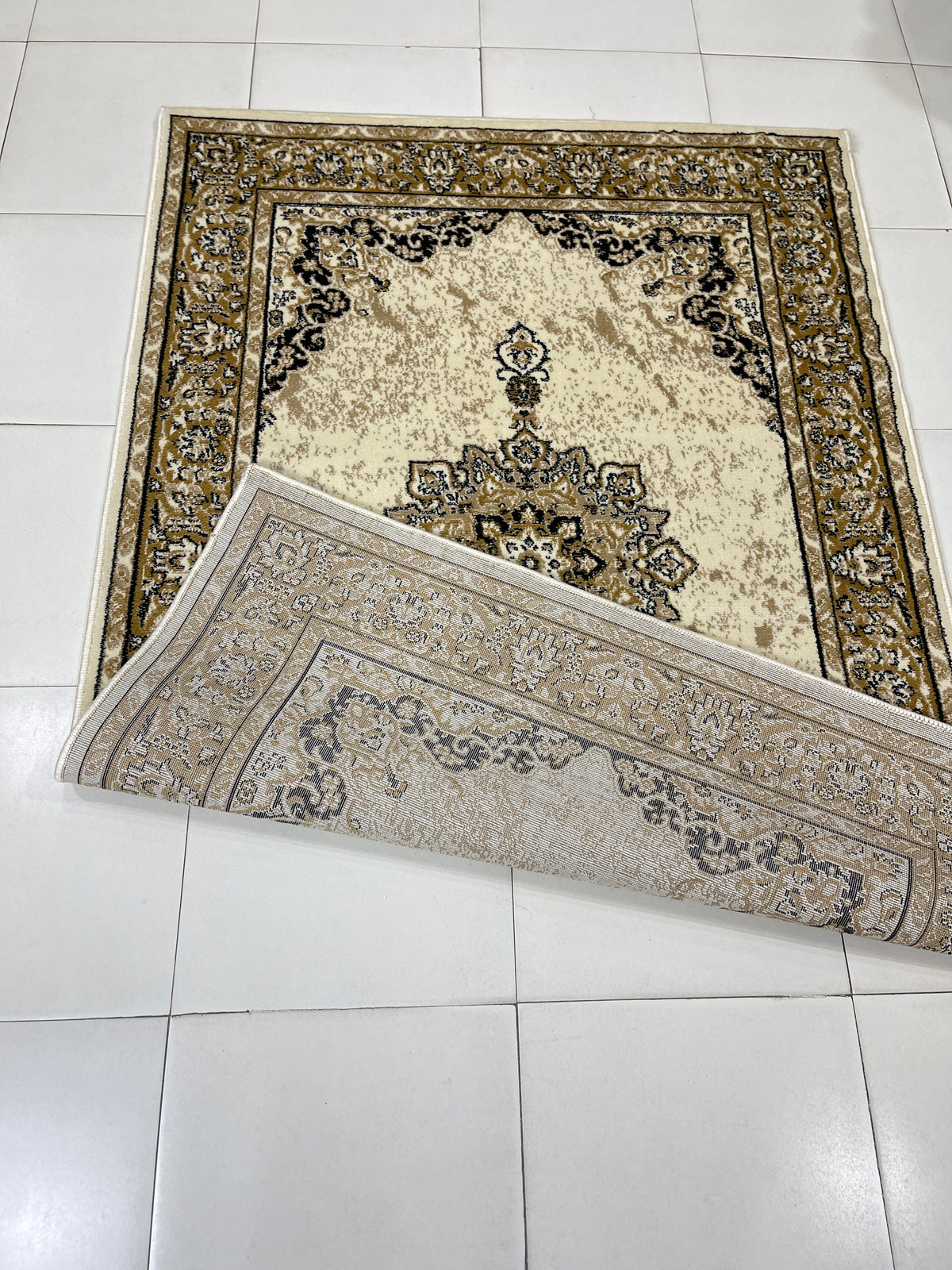 Persian Polypropylene Rug,Woven Back (Article-41-Off white)