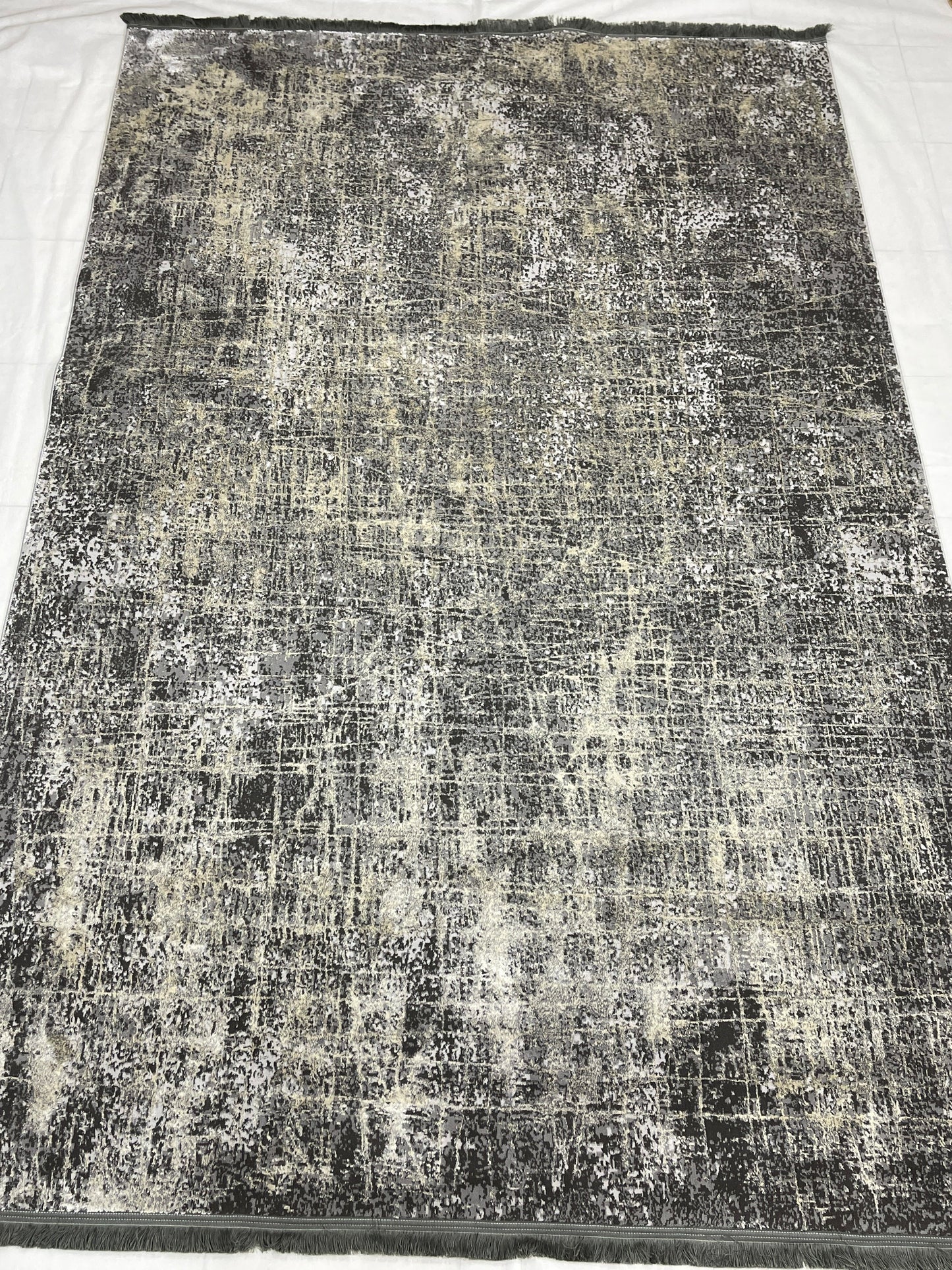 New Turkish Silk (Surya A)  Size: 6.6 ft width x 9.6 ft length (200cm x 290cm) Article -609- Dark Grey