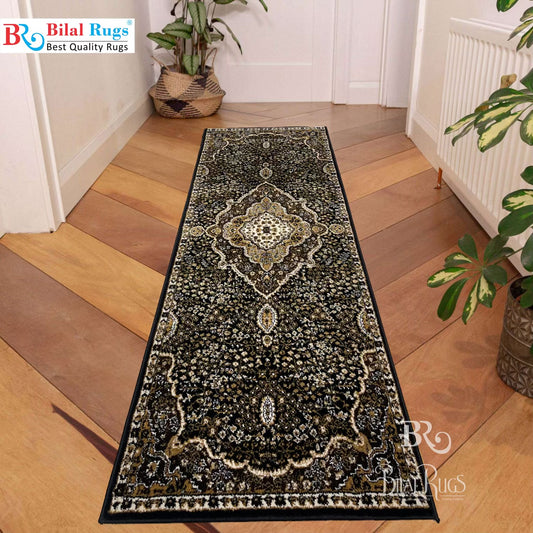 Black Persian Polypropylene Woven Runner.
Size : 2.6 ft width x 6.6 ft length
(80 cm x 200 cm)